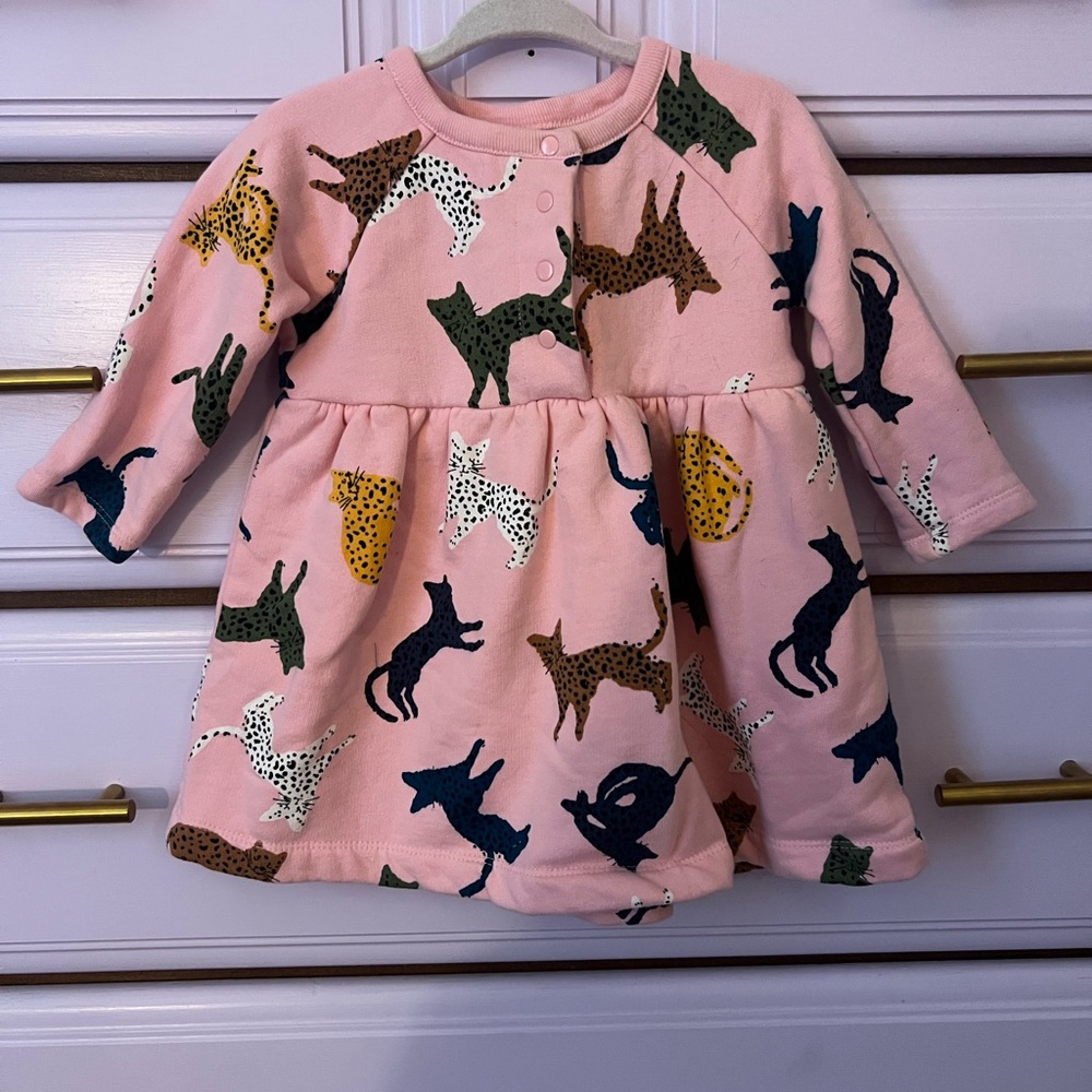 Hanna Andersson Pink Cat Sweatshirt Dress - Picture 5 of 6